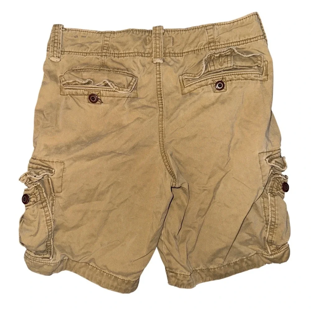 Hollister Mens Cargo Shorts Khaki Tan Cotton Twill Utility Size 30